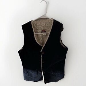 Wrangler Sherpa Corduroy Western Vest Navy Ranch Cowboy Small Vintage Rockabilly